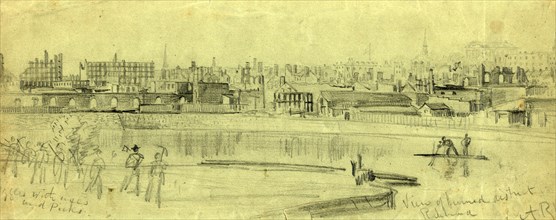 View of burned district Richmond, 1865 ca. April-May, drawing, 1862-1865, by Alfred R Waud,