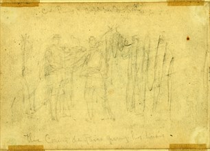 The Count de Paris giving his horse?, between 1861 December and 1862 June, drawing on cream paper