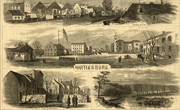 Views in and around Martinsburg, Virginia, 1864 December 3, 1 print wood engraving, 23.5 x 32.7 cm.