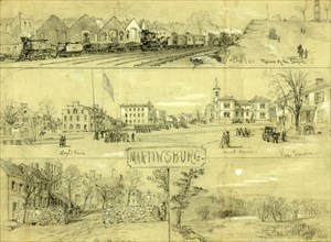 Martinsburg, 1864 ca. December 3, drawing on light green paper pencil and Chinese white, 23.5 x 32