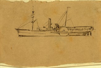 A steamship, Broadside view, 1860-1865, drawing, 1862-1865, by Alfred R Waud, 1828-1891, an