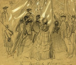 The captured flags in the O, 1862 February, drawing on brown paper pencil and Chinese white, 13.8 x