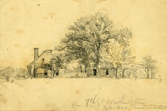 On 7th St. Washington, Blenkers headquarters, between 1862 and 1863, drawing on cream paper pencil,