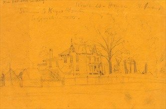 Rowlands House N. Jersey, 1862 July?, drawing on orange-yellow paper pencil, 16.0 x 24.9 cm.