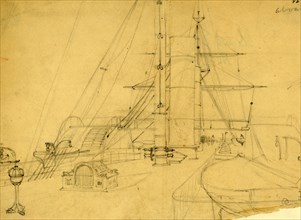 Ship's deck, between 1860 and 1865, drawing on cream paper pencil, 17.6 x 24.7 cm. (sheet), The