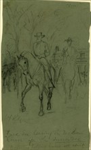 Genl. Lee leaving the McLean house after the surrender, 1865 April 9, drawing on green paper