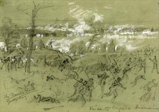 The Devil's Den Gettysburg, drawing, 1862-1865, by Alfred R Waud, 1828-1891, an american artist