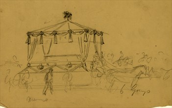 Lincoln's funeral procession, drawing, 1862-1865, by Alfred R Waud, 1828-1891, an american artist