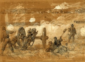 Reconnaissance by Bufords Cavalry towards the Rapidan river, drawing, 1862-1865, by Alfred R Waud,
