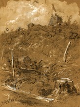 Signal Station on Maryland heights highest point occupied by the army, drawing, 1862-1865, by