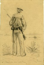 Sailor on Sentry, drawing, 1862-1865, by Alfred R Waud, 1828-1891, an american artist famous for