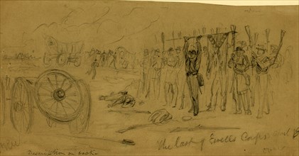 The last of Ewells corps April 6, drawing, 1862-1865, by Alfred R Waud, 1828-1891, an american