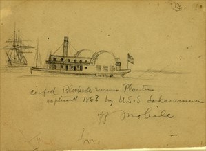 Confed. Blockade runner Planter captured 1863 by U.S.S. Lackawanna off Mobile, drawing, 1862-1865,