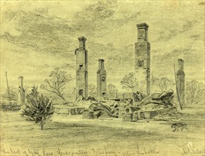 The last of Genl. Lees Headquarters Petersburg, after the battle, drawing, 1862-1865, by Alfred R