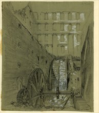 Ruins of the water wheel in Gallego Flour Mills, Richmond, Va., drawing, 1862-1865, by Alfred R