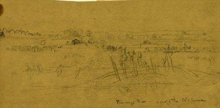 Birney's Div. across the N. Anna, drawing, 1862-1865, by Alfred R Waud, 1828-1891, an american