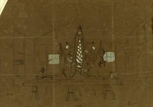 Col. Butterfields headquarters, Camp Anderson DC, drawing, 1862-1865, by Alfred R Waud, 1828-1891,