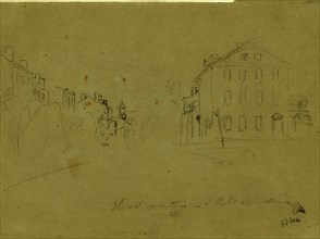 Headquarters, Alexandria, drawing, 1862-1865, by Alfred R Waud, 1828-1891, an american artist