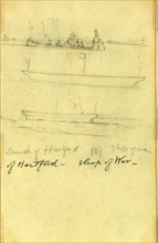Launch of Hartford, Sloop of War, drawing, 1862-1865, by Alfred R Waud, 1828-1891, an american