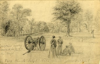 Falls Church, July 1st, 1861, Outpost, drawing, 1862-1865, by Alfred R Waud, 1828-1891, an american