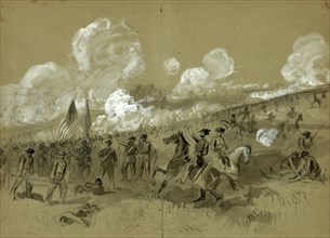 Colonel Burnside's brigade at Bull Run, drawing, 1862-1865, by Alfred R Waud, 1828-1891, an
