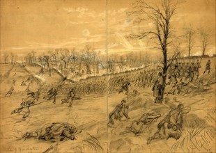 Battle of Winchester, decisive charge upon the rebels at the stone wall, drawing, 1862-1865, by
