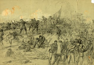 7th N.Y. Heavy Arty. in Barlows charge nr. Cold Harbor Friday June 3rd 1864, drawing, 1862-1865, by