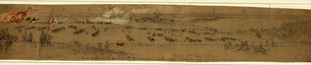 June 2nd Position nr. Cold Harbor, rifle pits in the front, drawing, 1862-1865, by Alfred R Waud,