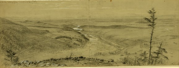 Shenandoah Valley from Maryland heights, drawing, 1862-1865, by Alfred R Waud, 1828-1891, an