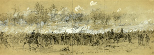 Grovers div. 19th Corps in action at the Battle in the Opequon, drawing, 1862-1865, by Alfred R