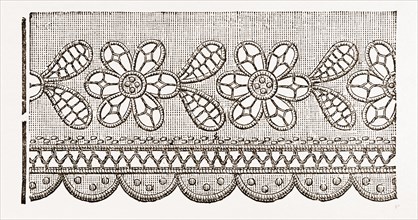 LACE EDGING, NEEDLEWORK, 19th CENTURY EMBROIDERY
