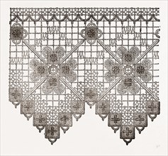 BORDER IN NETTED GUIPURE, NEEDLEWORK, 19th CENTURY EMBROIDERY