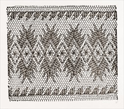 DESIGN FOR. DARNING ON NET, NEEDLEWORK, 19th CENTURY EMBROIDERY