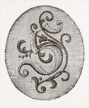 INITIAL FOR UNDERLINEN (S.), NEEDLEWORK, 19th CENTURY EMBROIDERY