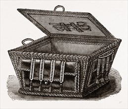 BASKET FOR WASHED LACES, NEEDLEWORK, 19th CENTURY EMBROIDERY