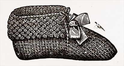 BABY'S SOCK, Crochet, NEEDLEWORK, 19th CENTURY