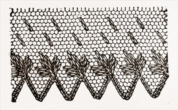 DESIGN FOR DARNING ON NET, NEEDLEWORK, 19th CENTURY