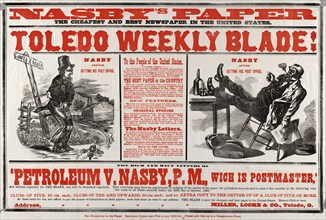 Nasby's paper; Toledo, [Ohio] : Miller, Locke & Co., [1868]; 1 print : woodcut ; 43 3/8 x 28 1/16