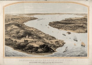 Panorama of the harbor of New York, Staten Island and the narrows; Nagel & WeingÃ¤rtner,