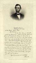[Letter from Abraham Lincoln to Mrs. Bixby, with bust-length portrait of Lincoln] / engd. by J. C.