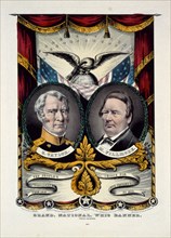 Grand national Whig banner: press onward / lith. & pub. by N. Currier 152 Nassau St. . . . N.Y.; N.