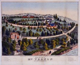 Birds eye view of Mt. Vernon the home of Washington; G. & F. Bill (Firm),; c1859.; 1 print :