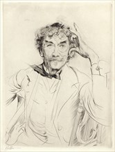 Paul César Helleu (French, 1859 - 1927). Portrait of James McNeill Whistler, 1897. Drypoint on blue