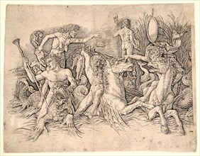 Andrea Mantegna (Italian, ca. 1431 - 1506). Battle of the Sea-Gods [left side], ca. 1470-1480.
