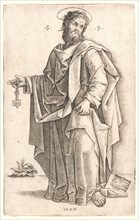 Giovanni Antonio da Brescia (Italian, active ca. 1490â€ì1520). Saint Peter. Engraving.
