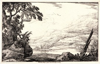 Laurent de La Hyre (French, 1606 - 1656). The Group of Trees (Le Bouquet d'Arbres), 1640. Etching.