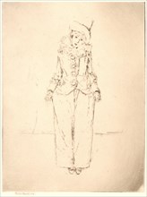 Théodore Roussel (French, 1847 - 1926). Figure of Pierrot. Etching.