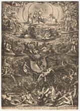 After a design by Martino Rota (Italian, ca. 1520 - 1583). The Last Judgement, 1576. Engraving.