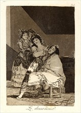 Francisco de Goya (Spanish, 1746-1828). Le descaÃ±ona. (She fleeces him.), 1796-1797. From Los