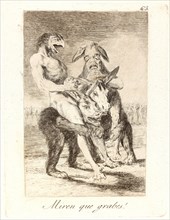 Francisco de Goya (Spanish, 1746-1828). Miren que grabes! (Look how solemn they are!), 1796-1797.